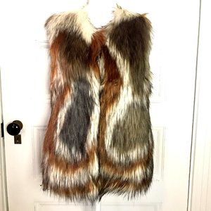 Bebe Ivory Brown Faux Fur Vest